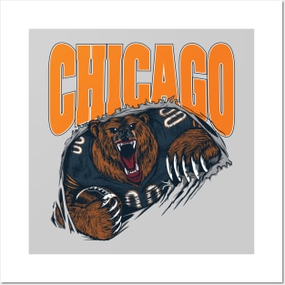 Chicago Windy City Football Bear Down Posters and Art